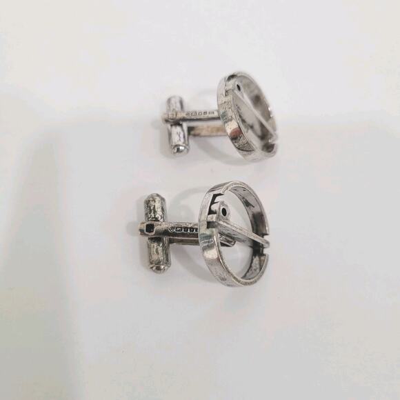 Dunhill Sterling Silver D Logo Cufflinks Engraved Marked Designer Vintage - Picture 2 of 6